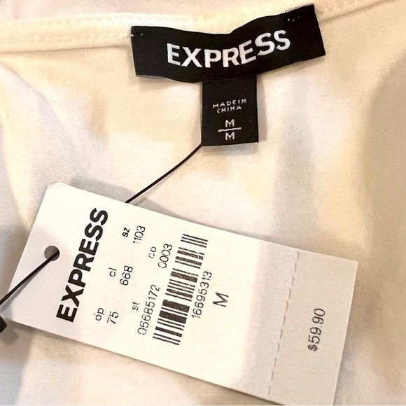 NWT EXPRESS Sequin white Deep V-Neck Thong tank bodysuit holiday women size M - Picture 9 of 10